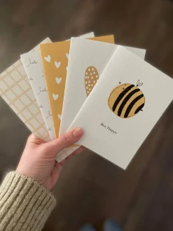 Bee Happy Set of 5 Blank Notecards