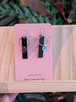 Black & Silver - Brass Earrings