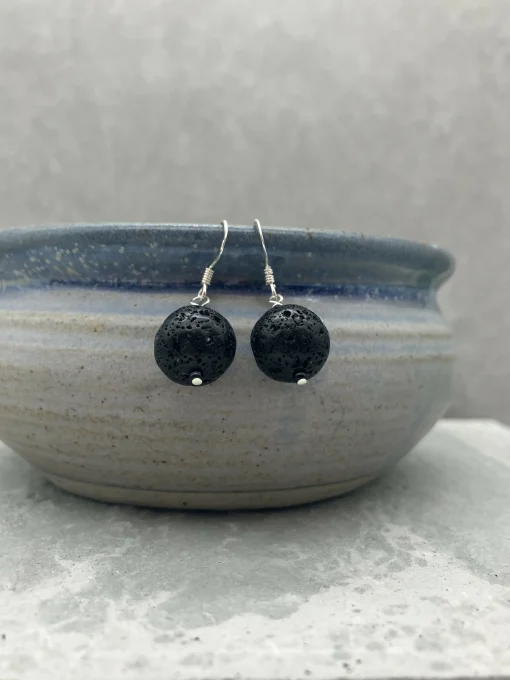 Black Gemstone Earrings - Lava