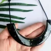 Black U Necklace with Gold Dots