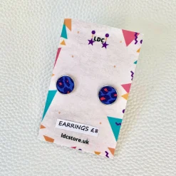 Blue Leopard Faux Leather Studs