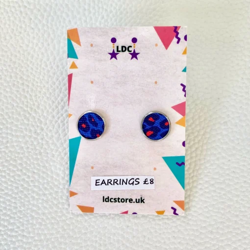 Blue Leopard Faux Leather Studs