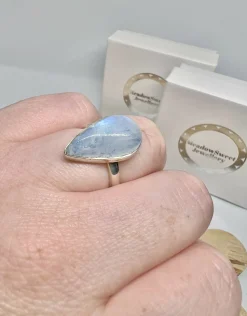 Blue moonstone teardrop ring size N 1/2
