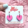 Bright Pink Heart Shaped Hoop Earrings