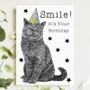 British Blue Cat Birthday Card