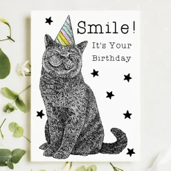 British Blue Cat Birthday Card