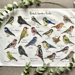 British Garden Birds Illustrated Tea Towel