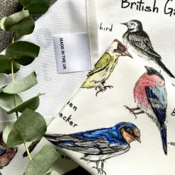 British Garden Birds Illustrated Tea Towel