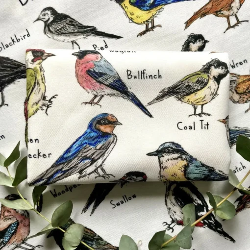 British Garden Birds Illustrated Tea Towel