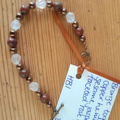 Bronze Toggle Catch Bracelet with Copper Hematite, Red Sesame Jasper a