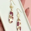 Burgundy Terrazzo Statement Earrings