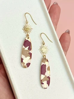Burgundy Terrazzo Statement Earrings