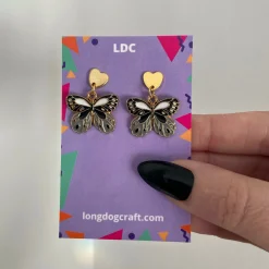 Butterfly Heart Drop Stud Earrings