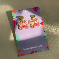 Butterfly Heart Drop Stud Earrings