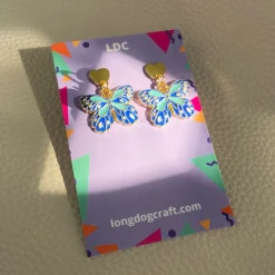 Butterfly Heart Drop Stud Earrings
