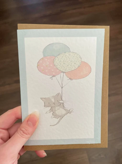 Cat and Balloons Card