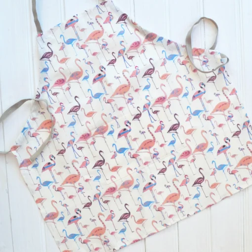 Children's Linen Apron - Flamingo Print