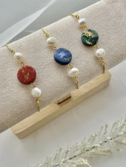 Clay and Pearl Bracelets - Handmade Polymer Clay Bracelets