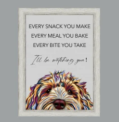 COCKAPOO DOG “Watching You” FRAMED ARTWORK.