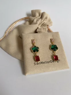 Colourful 3 tier dangle earrings