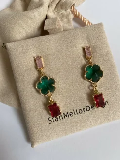 Colourful 3 tier dangle earrings