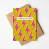 Congratulations Card with Yellow and Pink Lightening Bolts