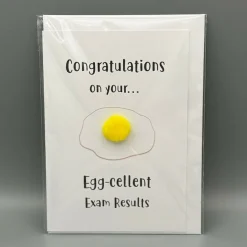 Congratulations on Egg-cellent Exam - Pom Pom Greeting Card