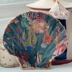 Coral Dark Scallop Shell | Unique Home Decor | Art & Soul