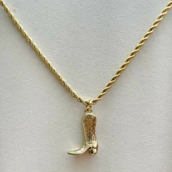 Cowboy Boot Gold Plated Necklace