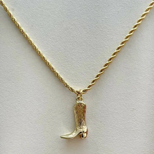 Cowboy Boot Gold Plated Necklace