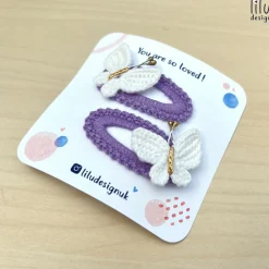Crochet Hair Clip Set - 2 Butterflies