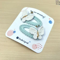 Crochet Hair Clip Set - 2 Butterflies