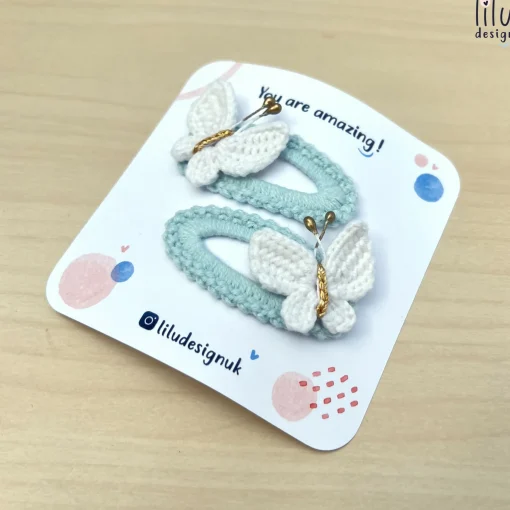 Crochet Hair Clip Set - 2 Butterflies