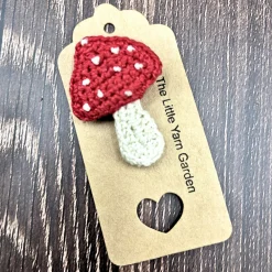 Crochet Toadstool Brooch Pin