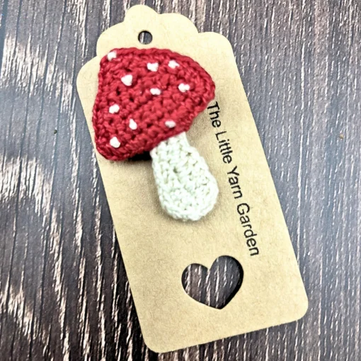 Crochet Toadstool Brooch Pin