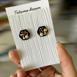 Crystal Embroidery Earrings (Large Hexagon)
