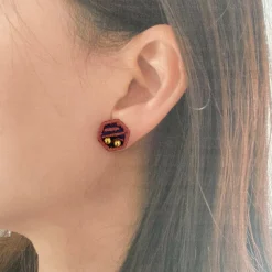 Crystal Embroidery Earrings (Hexagon)