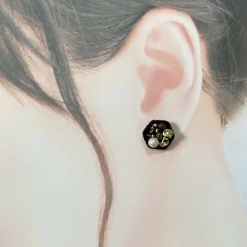 Crystal Embroidery Earrings (Large Hexagon)