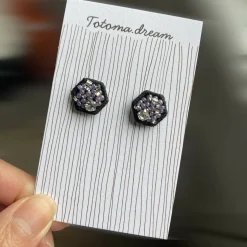 Crystal Embroidery Earrings (Hexagon)