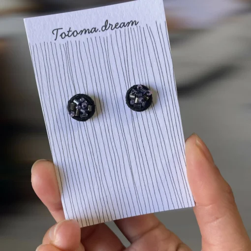 Crystal Embroidery Earrings (Mini circle)