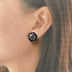 Crystal Embroidery Earrings (Hexagon)