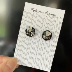 Crystal Embroidery Earrings (Large Hexagon)