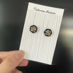 Crystal Embroidery Earrings (Hexagon)