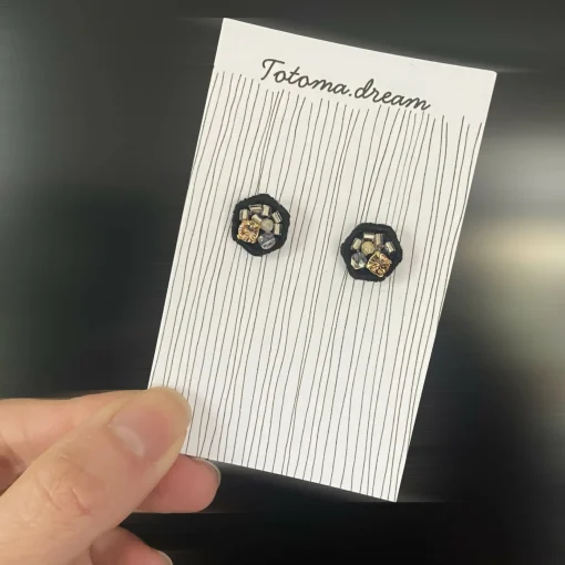 Crystal Embroidery Earrings (Hexagon)