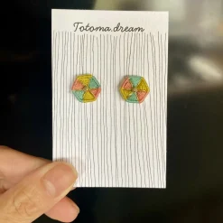Crystal Embroidery Earrings (Large Hexagon)
