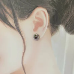 Crystal Embroidery Earrings (Hexagon)