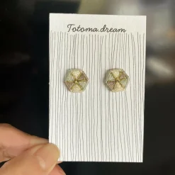 Crystal Embroidery Earrings (Large Hexagon)