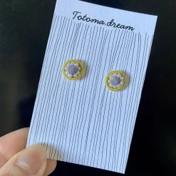 Crystal Embroidery Earrings (Mini circle)