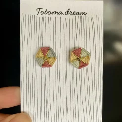 Crystal Embroidery Earrings (Large Hexagon)