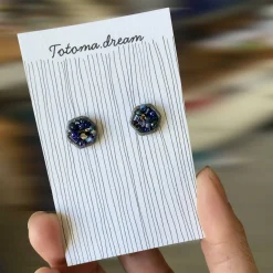 Crystal Embroidery Earrings (Hexagon)